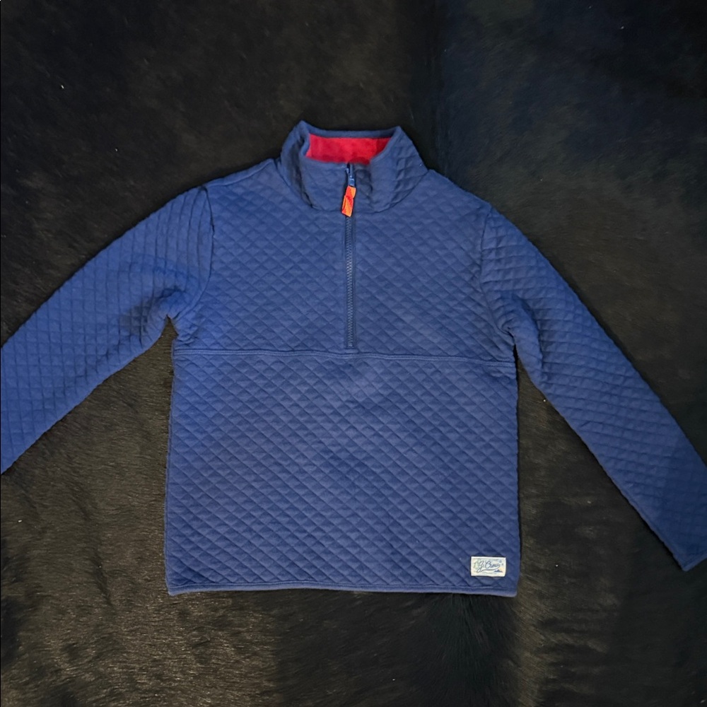 Boy’s Crewcut Blue Quilted Pullover with Red Accents